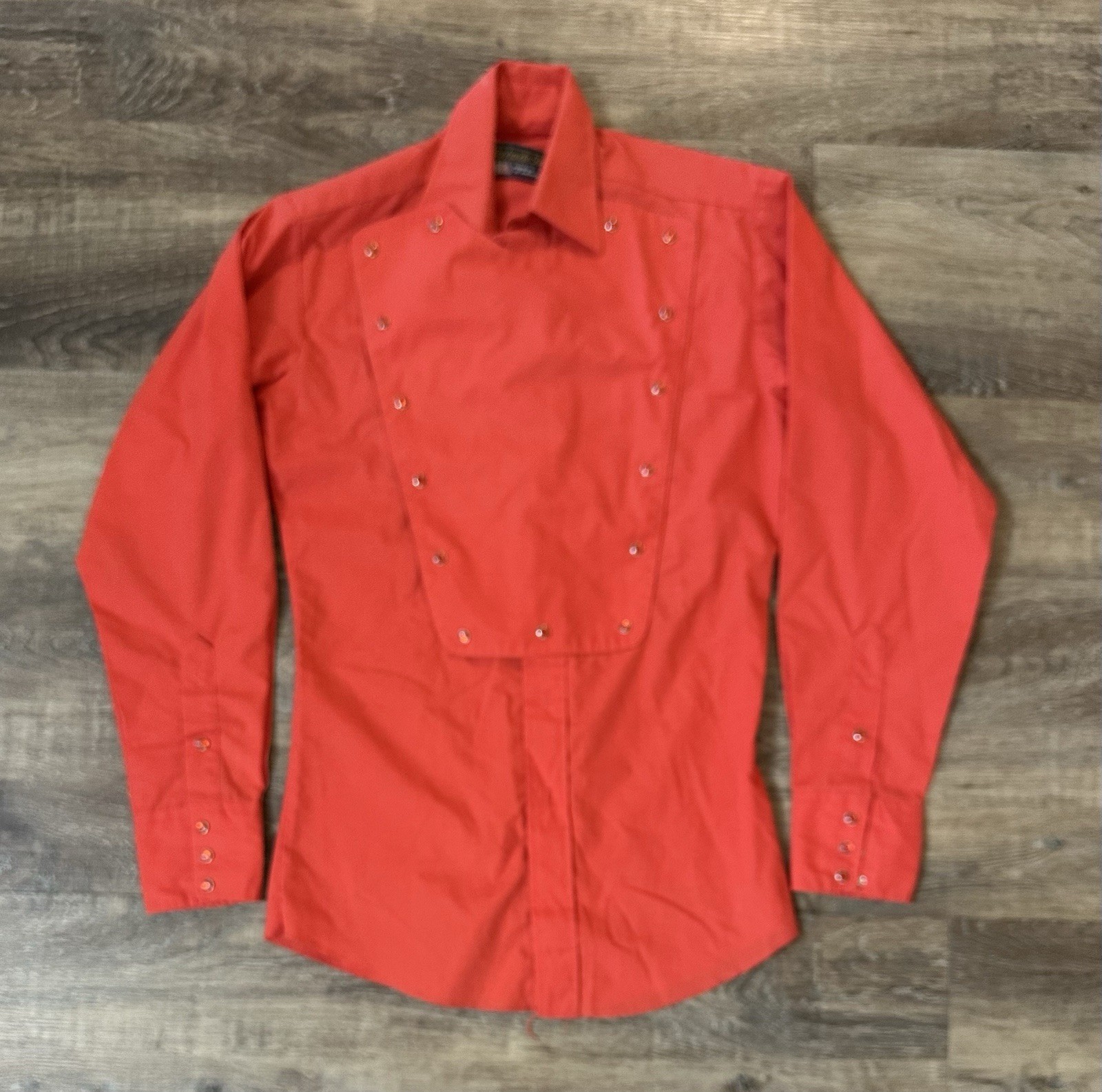 Vintage Panhandle Slim Shirt Size S Red Pearl Snap Button Bib Western Rodeo USA