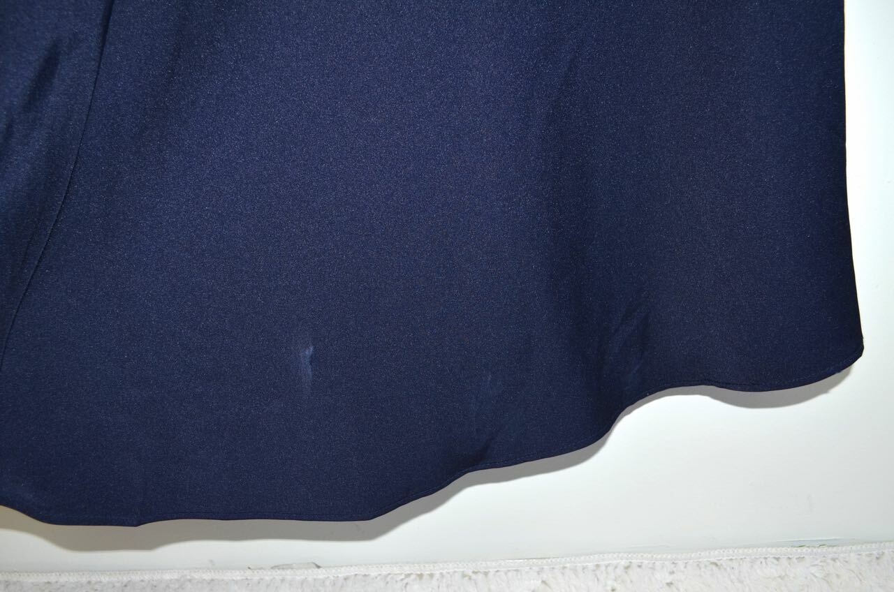 LA FEMME Navy Beaded Embellished Sheer Mesh Bodice Pleated Maxi Gown Dress 8 = M