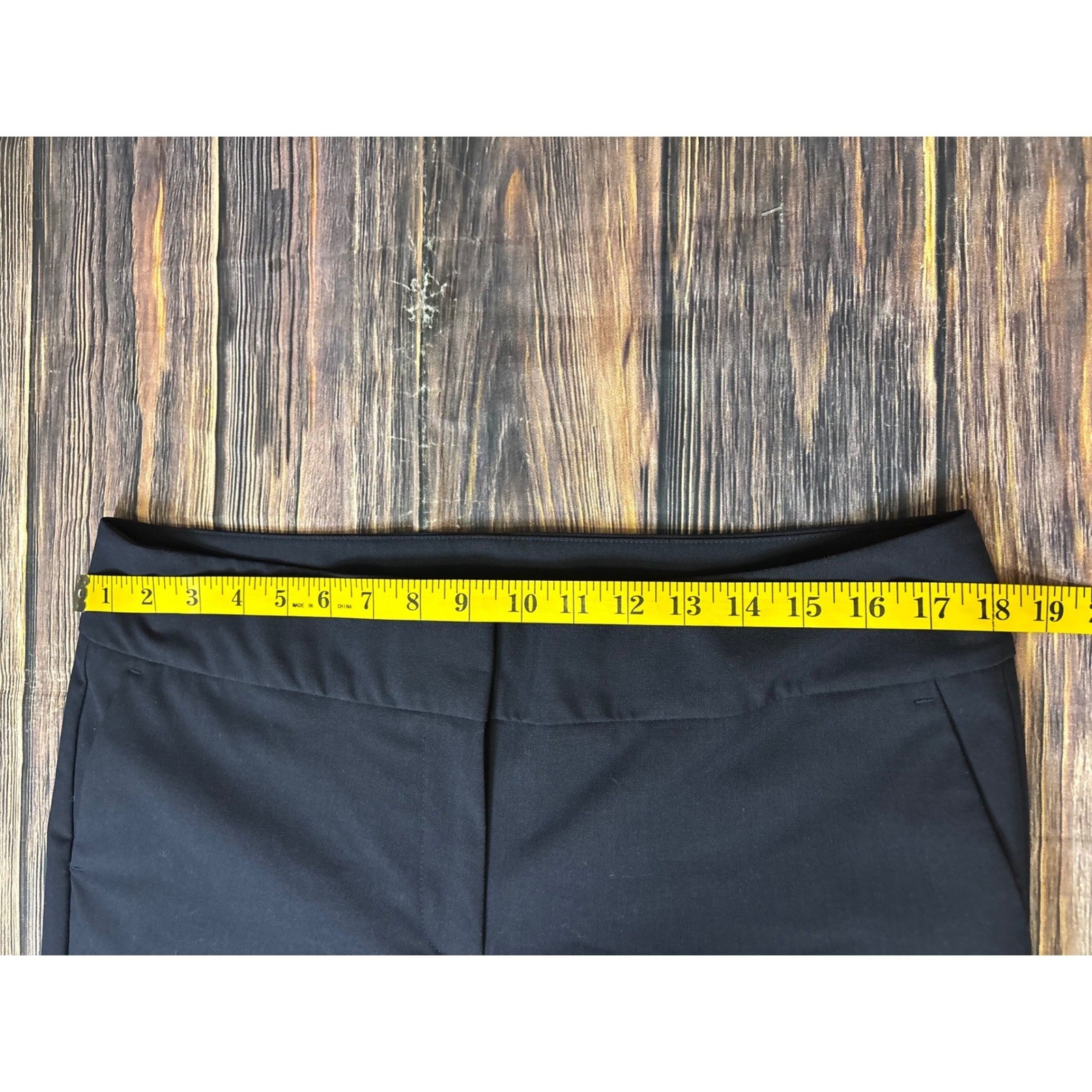 Ann Taylor Factory Dress Pants Womens 12P Navy Blue Flare Leg Stretch Career
