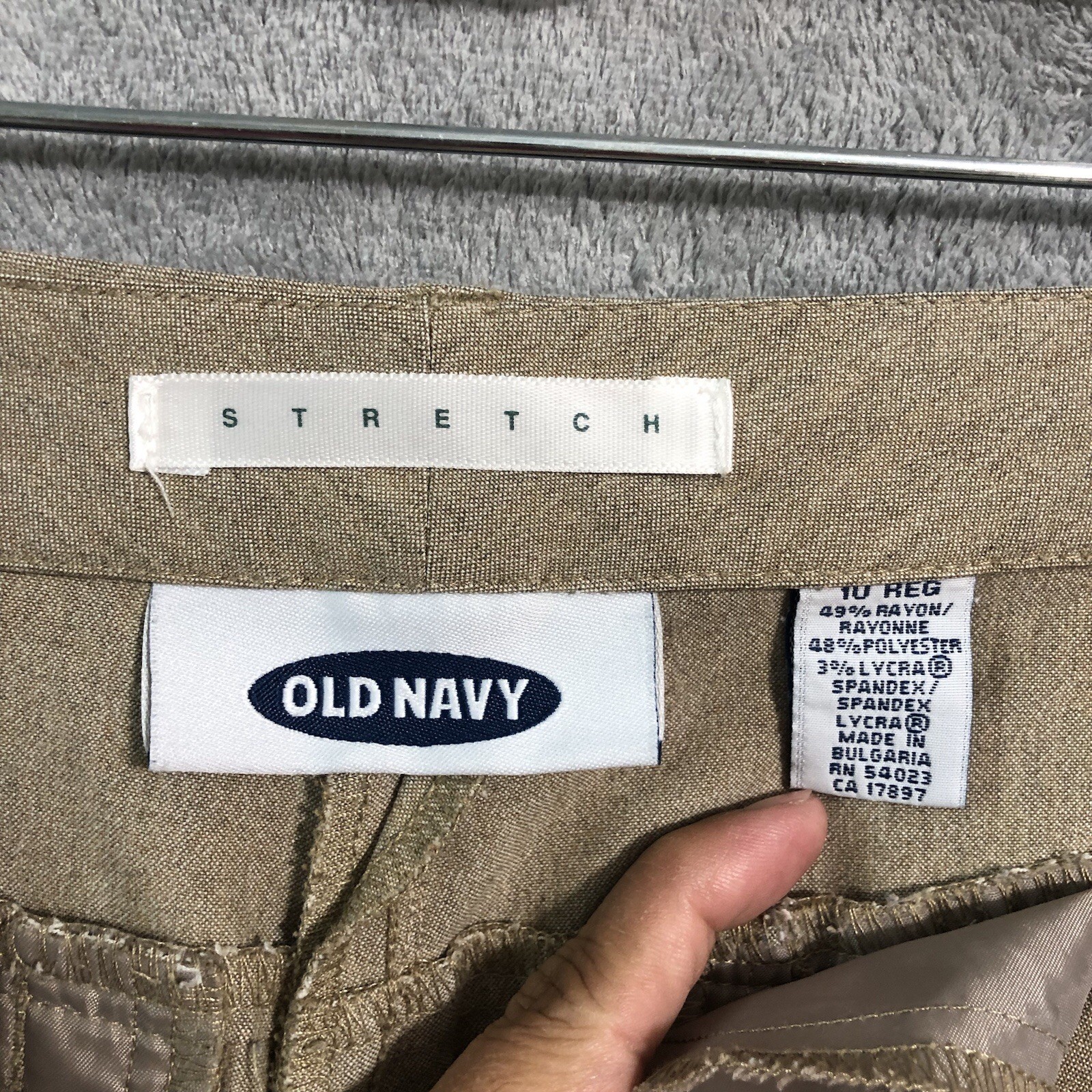 Old Navy Stretch Dress Pants Womens 10R Beige Straight Leg High Rise Waist 30 in