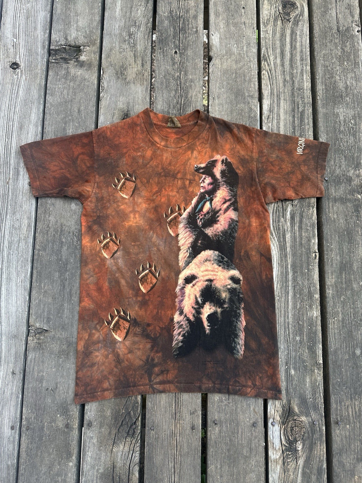 Vintage Native American X Bear T Shirt Men’s Medium 90’s Indian Virginia City