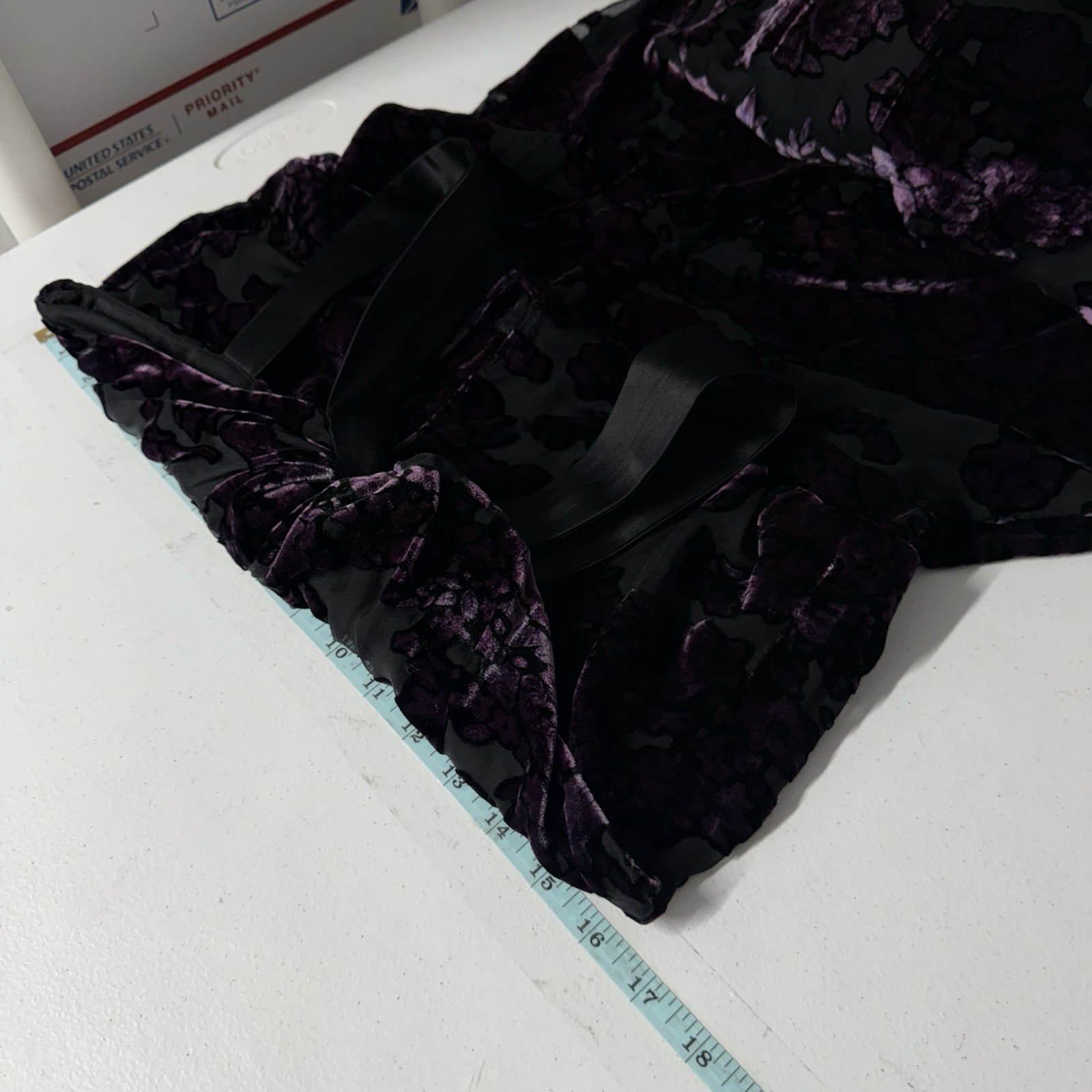 Aidan Mattox Purple Burnout Velvet Maxi Dress Gown Whimsigoth Gothic 4 Vtg