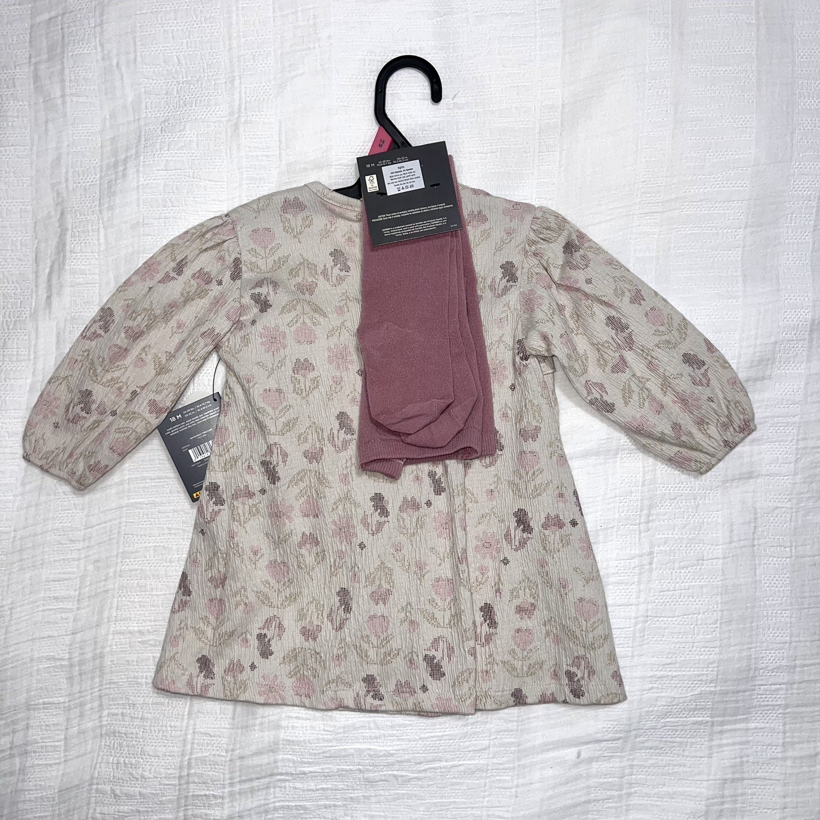 Modern Moments Baby Girl Floral Dress & Tights Outfit Set 2-Piece 18 Months NWT
