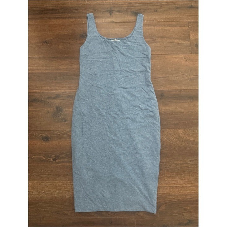 Peruvian Connection Blue Sleeveless Scoop Neck Knit Midi Bodycon Dress Small