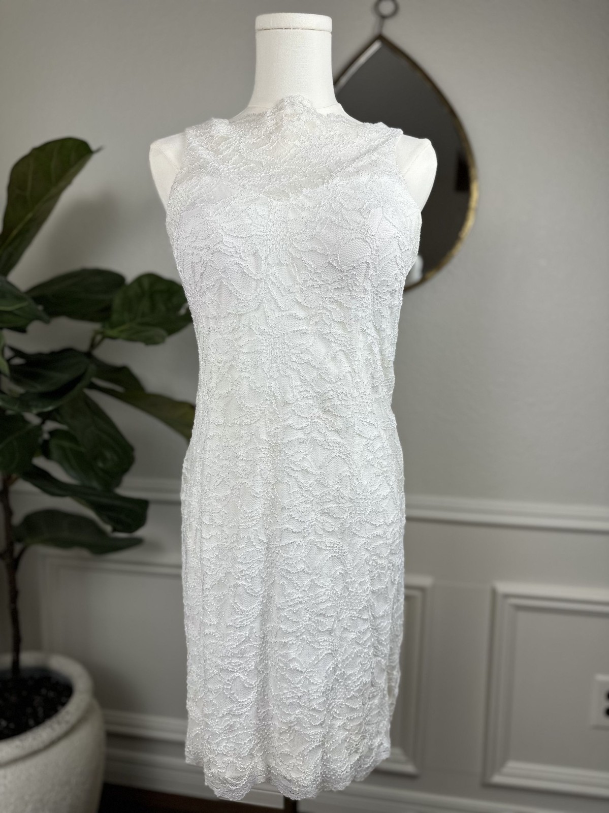 Bridalcore Romantic Lace Bodycon Mini Dress | Morgan & Co | Size 11/12