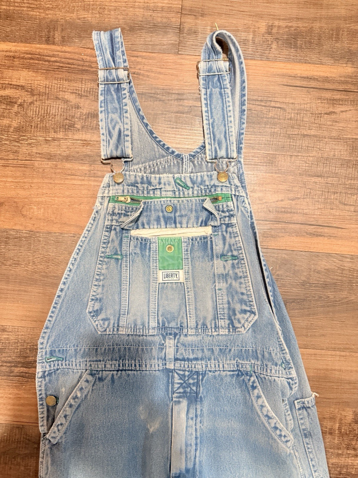 Liberty Bib Overalls Men’s 32×32 Distressed Denim Carpenter Workwear