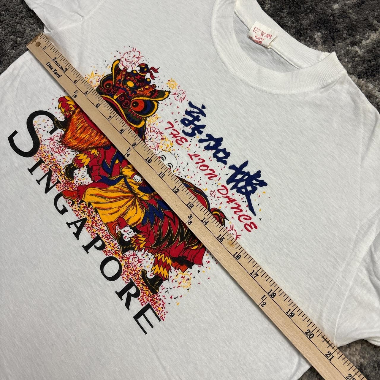 Vintage Singapore Shirt Mens Large 90s Art Single Stitch Dragon Chinese New Year