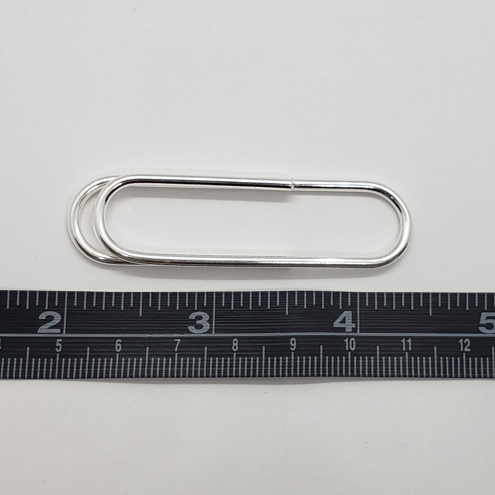 925 Sterling Silver Large Paper Clip Money Clip Made in Italy 2 3/8 x 5/8 inch