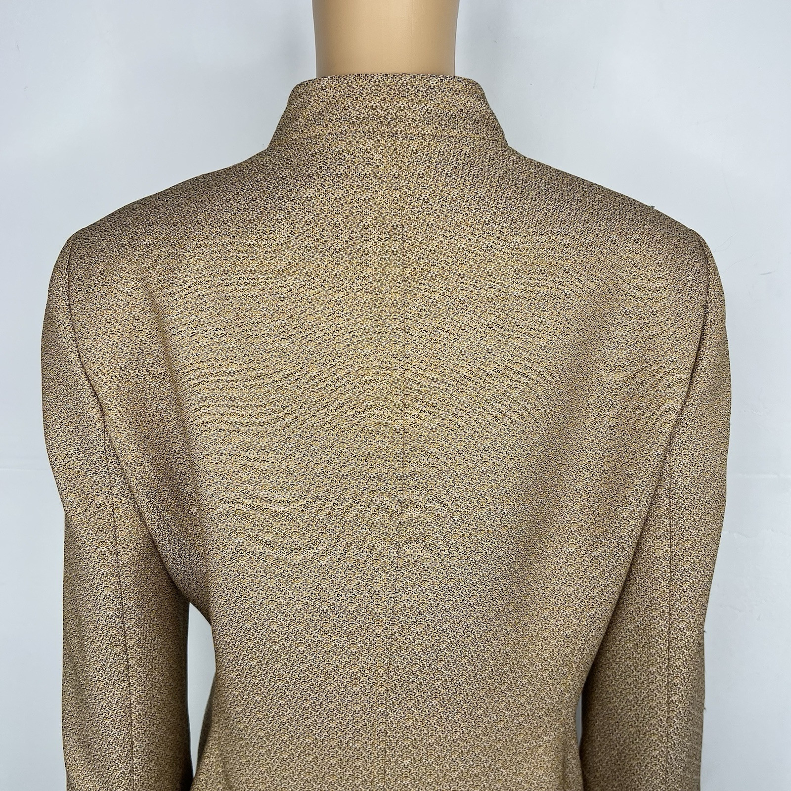 Kasper Fair Lakes Skirt Suit Size 14 Mustard Multi Collared Classic Timeless 2PC