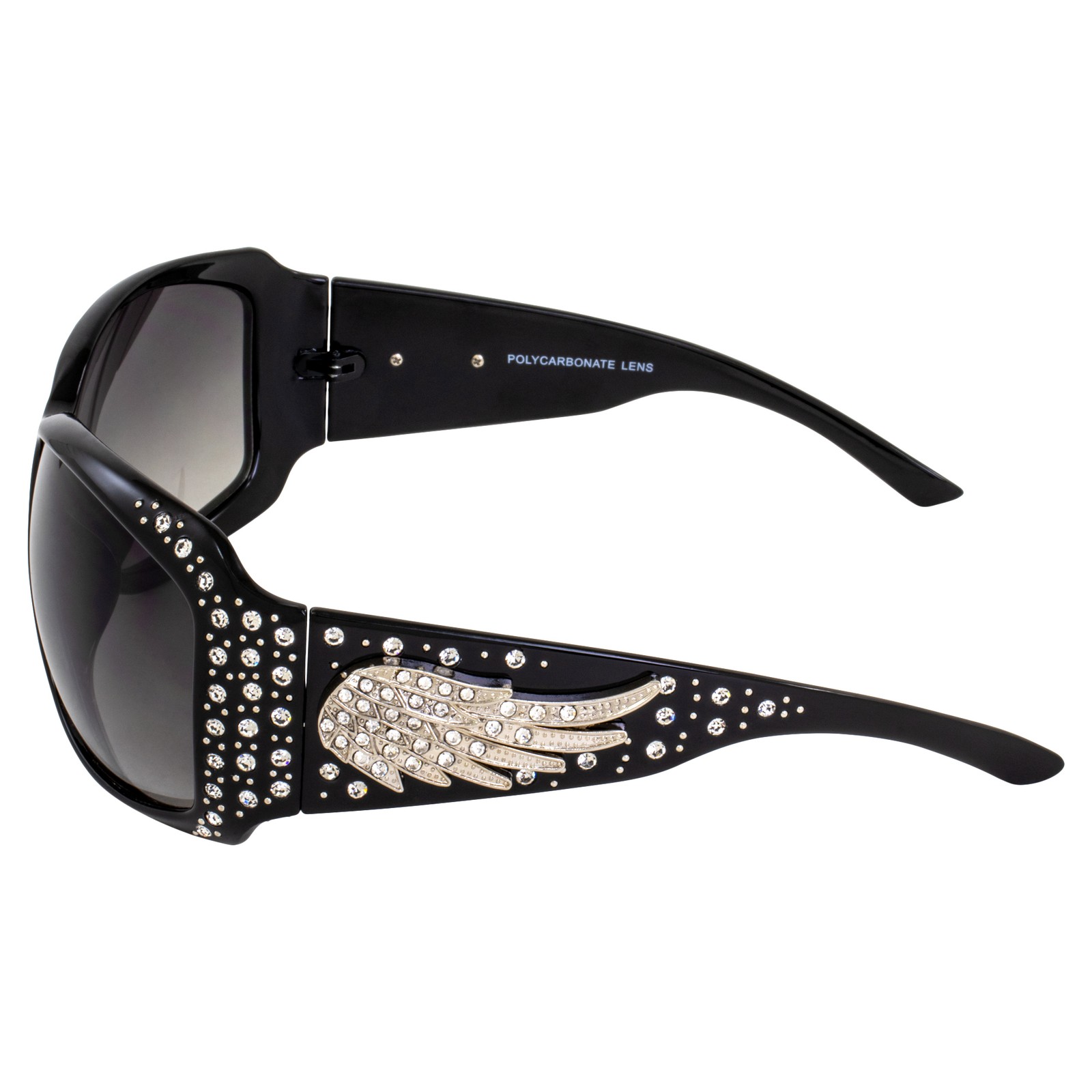 Rodeo Queen Angel Women’s Fashion Sunglasses Black Frame w/ Bling Rhinestones