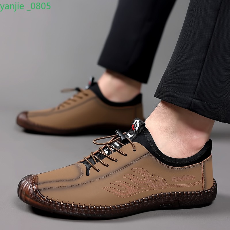 Men’s Faux Leather Casual Shoes Lace Up Round Toe Slip On Fashion Summer Retro