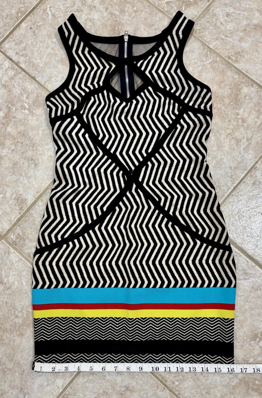 VTG Y2k Lipstick Black/Cream Herringbone Retro Grunge Dress
