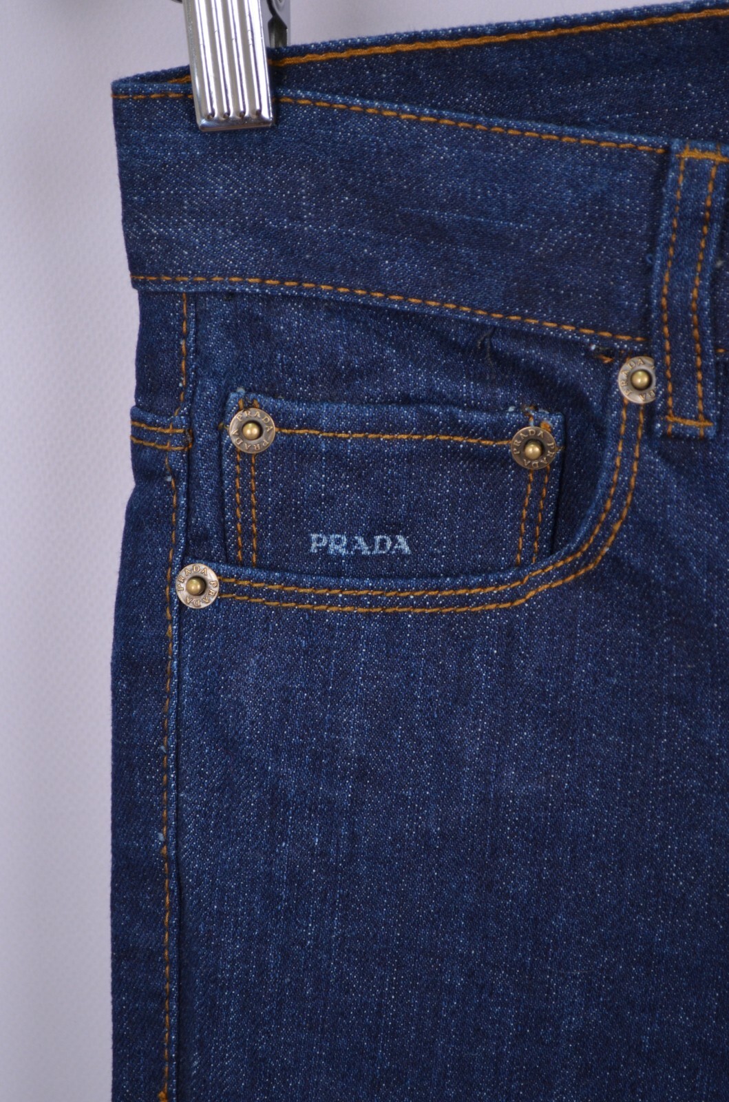 PRADA Denim Womens Jeans Logo Red Tab Nylon Details NWT Size IT 40, 42