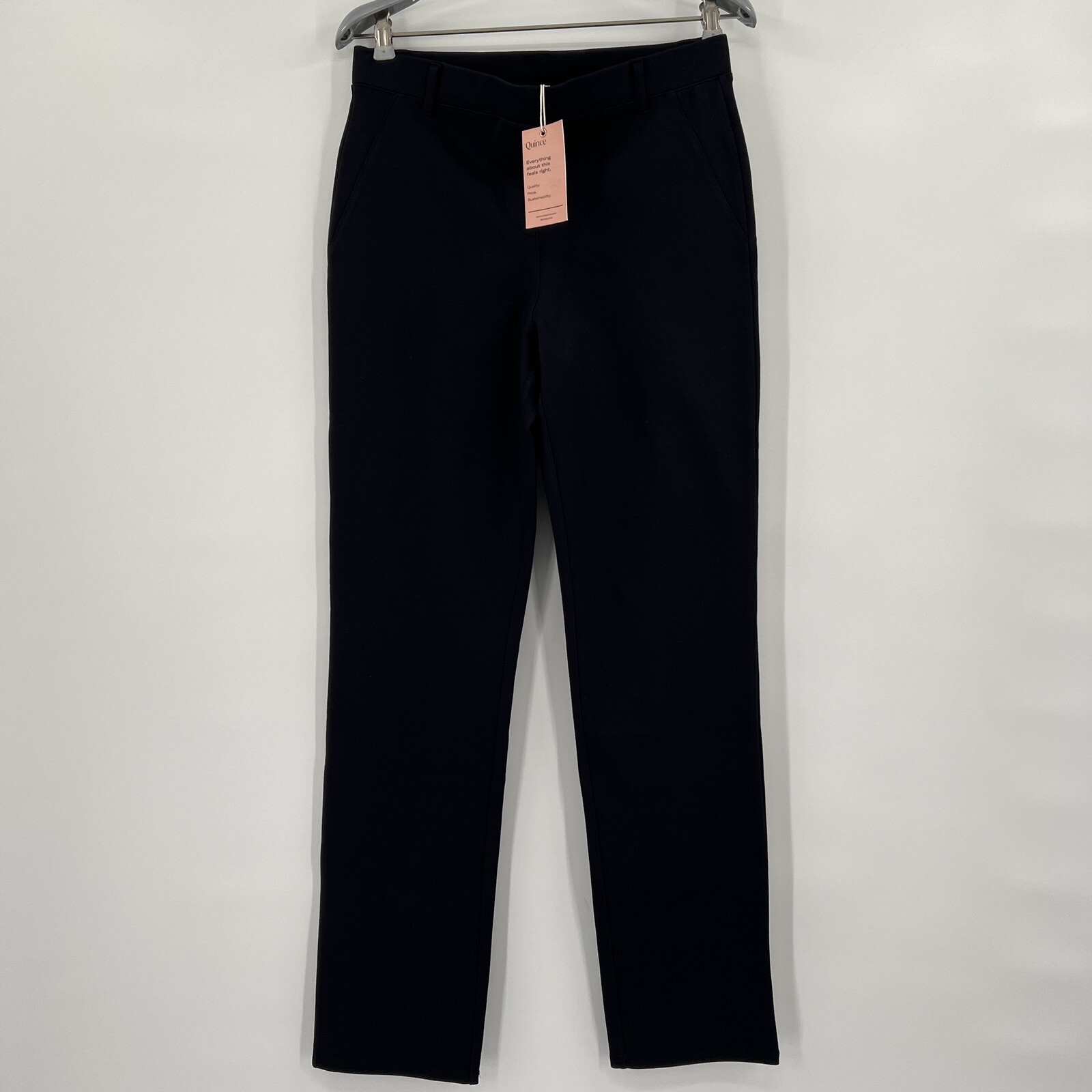 Quince Women’s Black Ultra-Stretch Ponte Pants Straight Leg M Regular 30″ Career