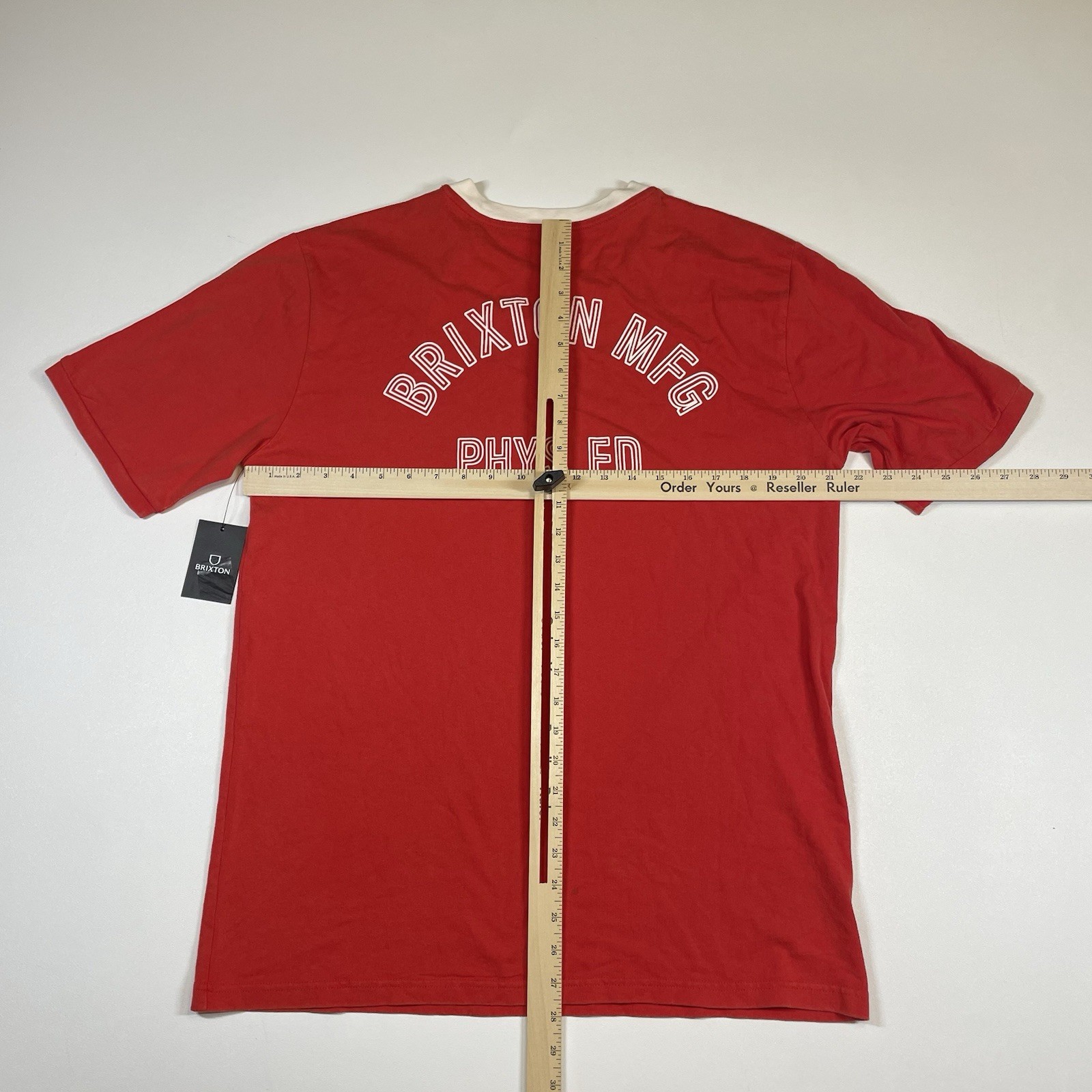 Brixton Shirt Men’s Large Red Phys. Ed. Track Short Sleeve Tee NEW