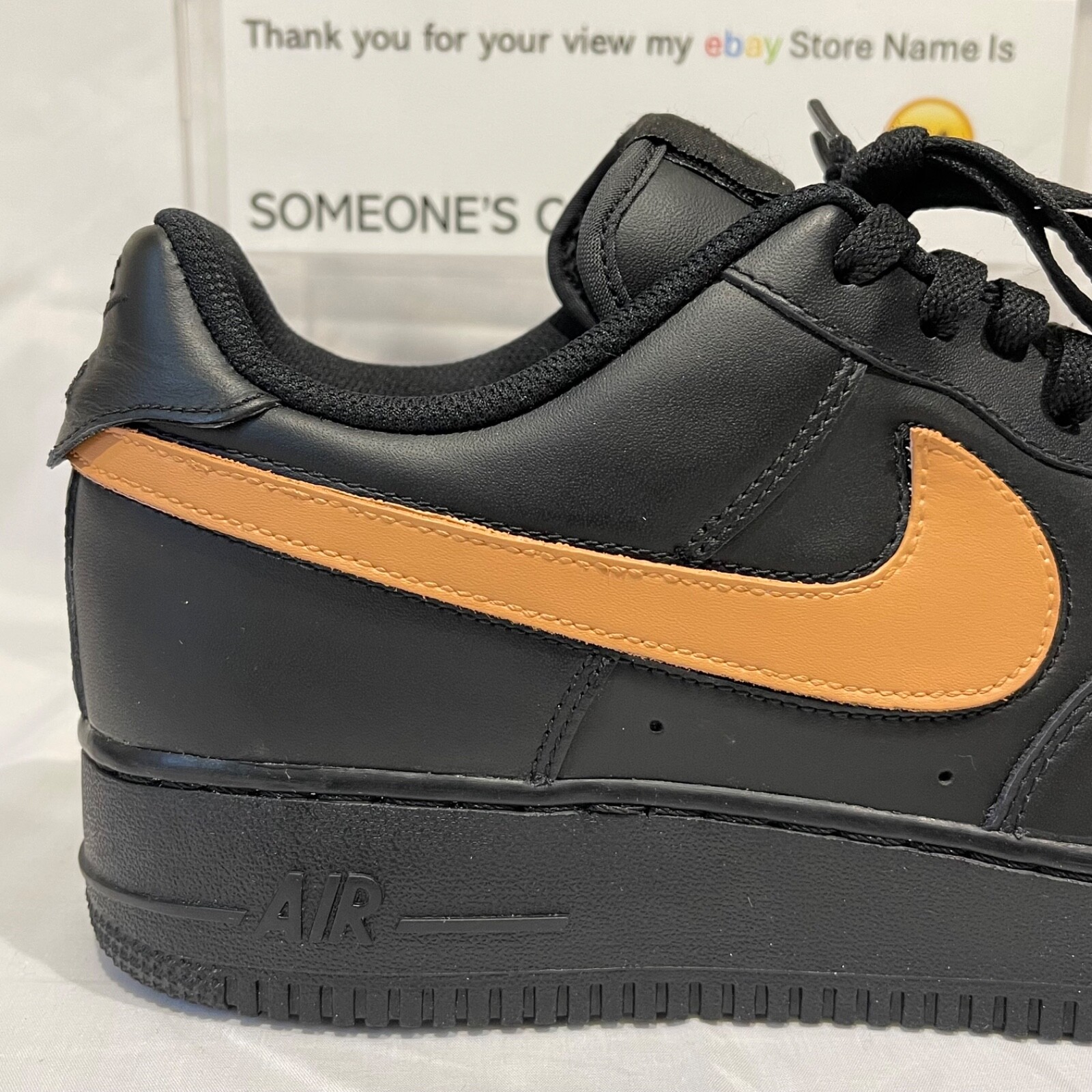 Nike Air Force 1 Low Black (Vachetta Custom Painted Swoosh) SC-#79B