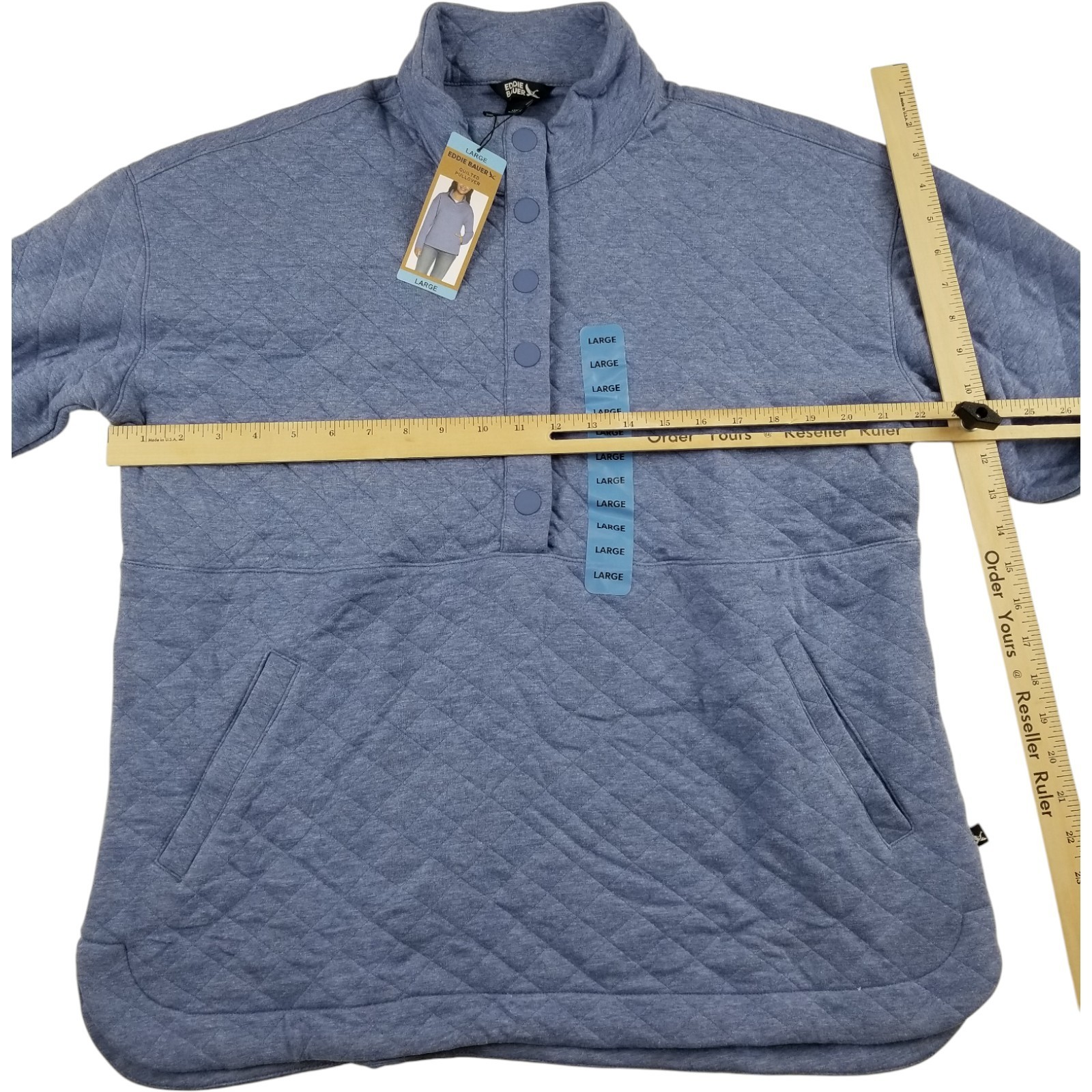 Eddie Bauer Womens Quilted Pull Over Blue Large NWT