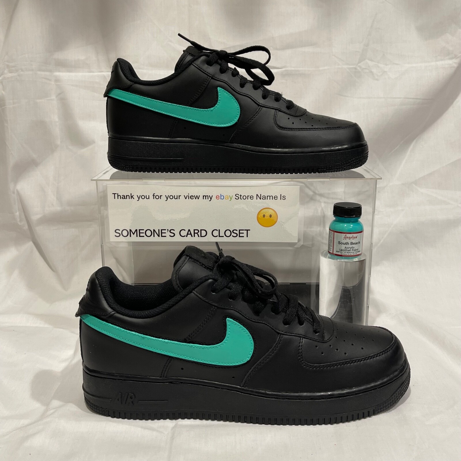 Nike Air Force 1 Low Black (South Beach Custom Painted Swoosh) SC-#73B