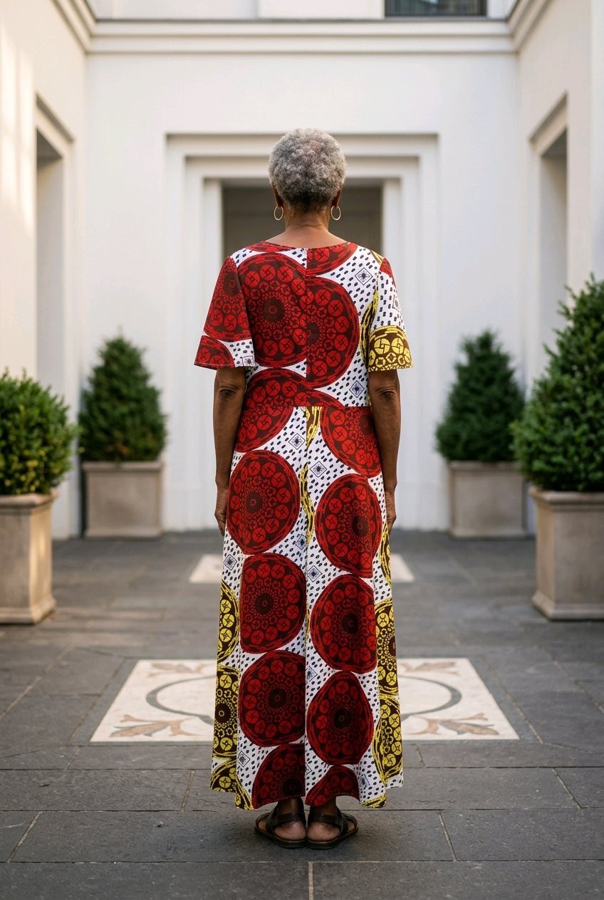 Faeriesty Elegant African Print Maxi Dress (Size XL)