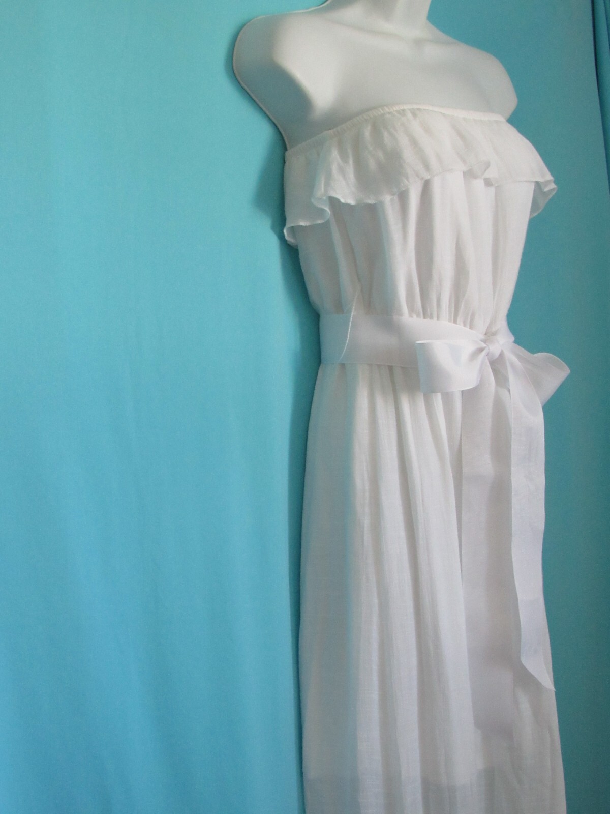 Trixxi ~ White Strapless Maxi Sundress Ribbon Belt ~ M Excellent!