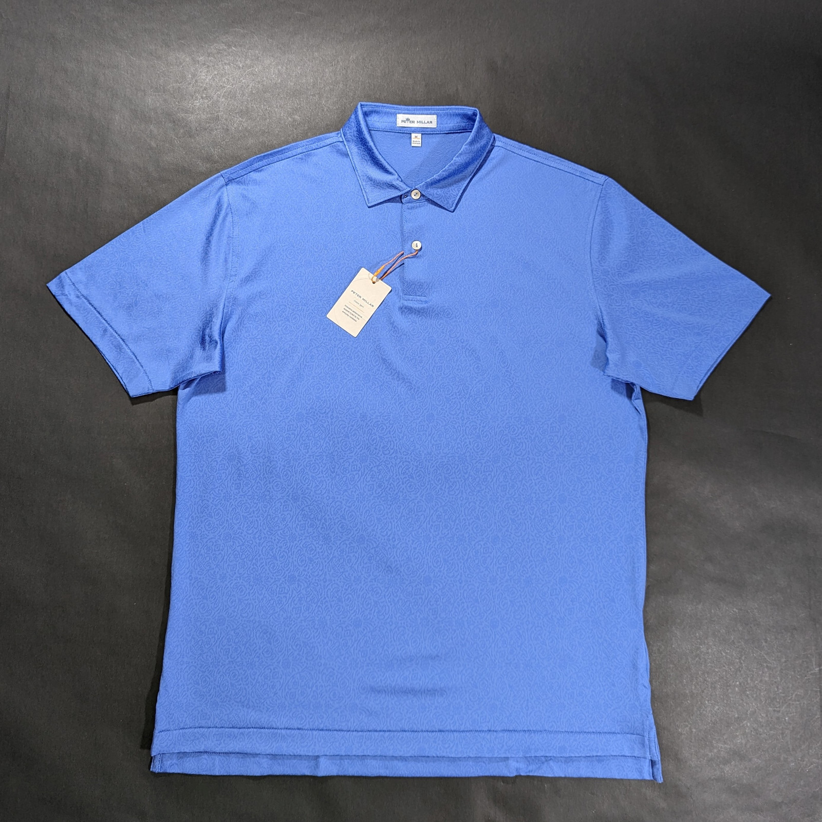 Peter Millar Calaveras Performance Jacquard Polo Size M Medium Blue Batik