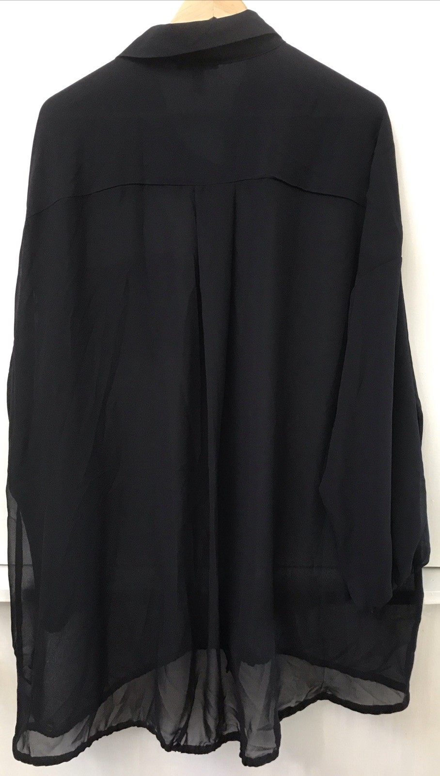 Torrid Black Collared Semi-Sheer Balloon Sleeve Tunic Blouse Tie Hem High Low 1X