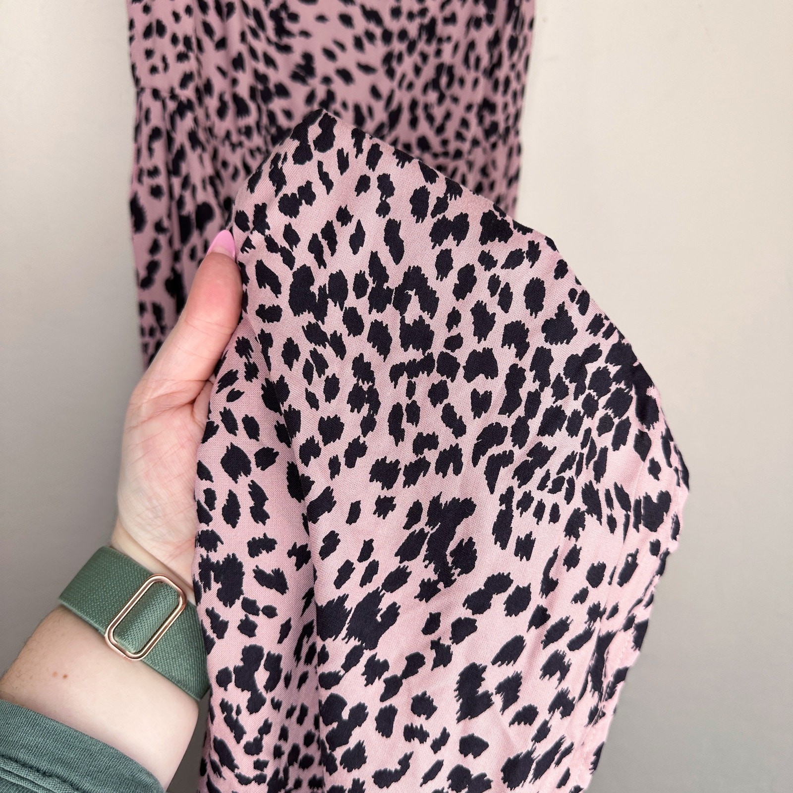 Stillwater Memz Pebbles Pink Cheetah Leopard Print Tiered Leg Slit Maxi Dress XS
