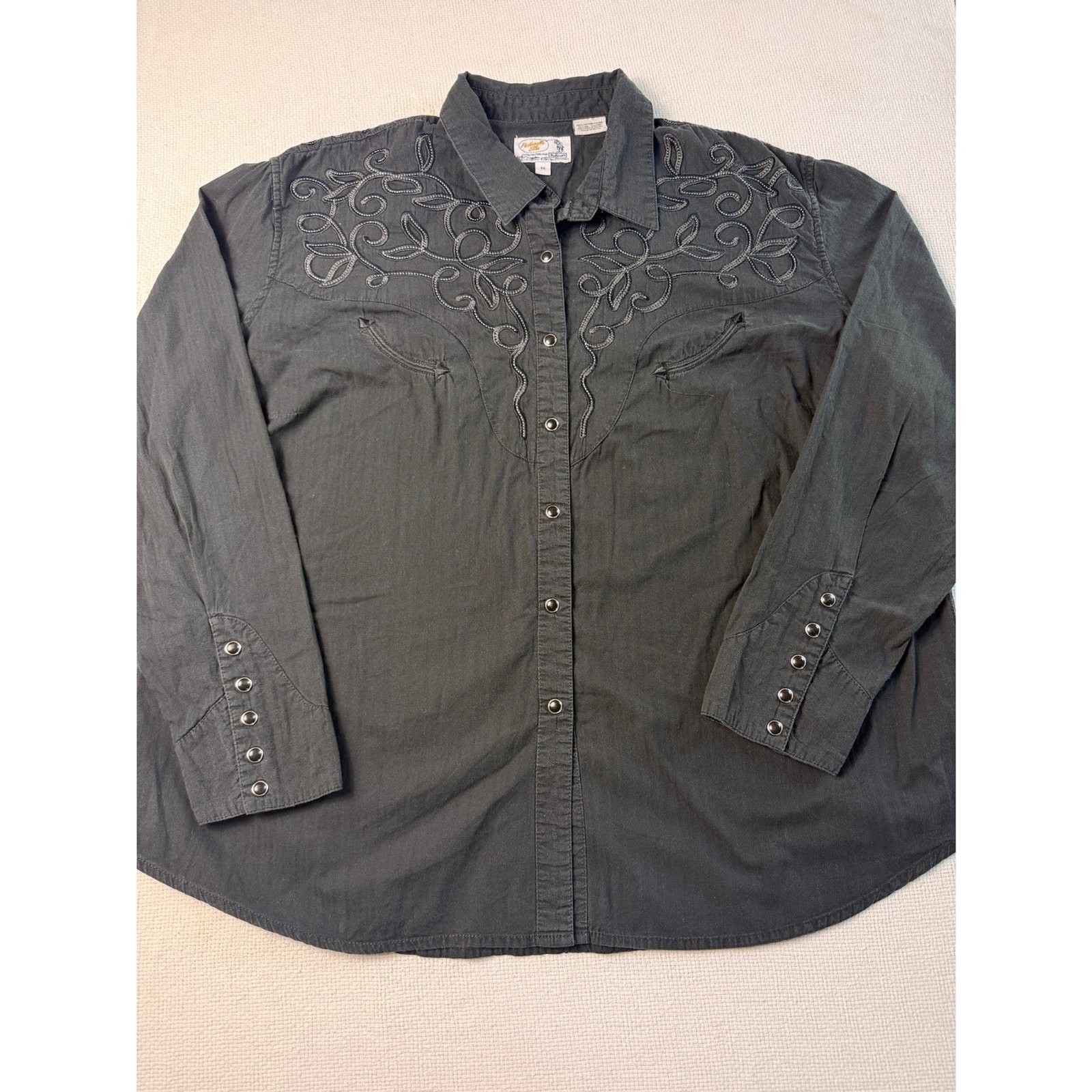 Panhandle Slim 3X Black Embroidered Western Snap Shirt Plus Size