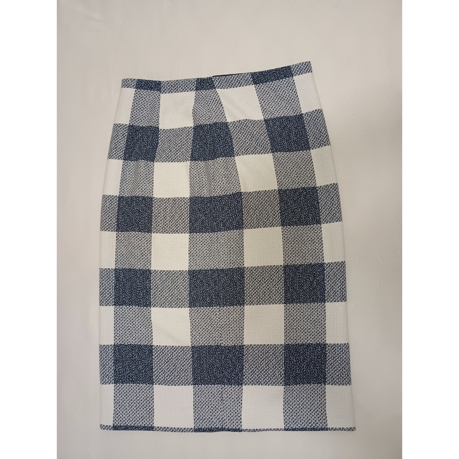 Banana Republic Womens Navy White Buffalo Check Pencil Skirt High Waist Small