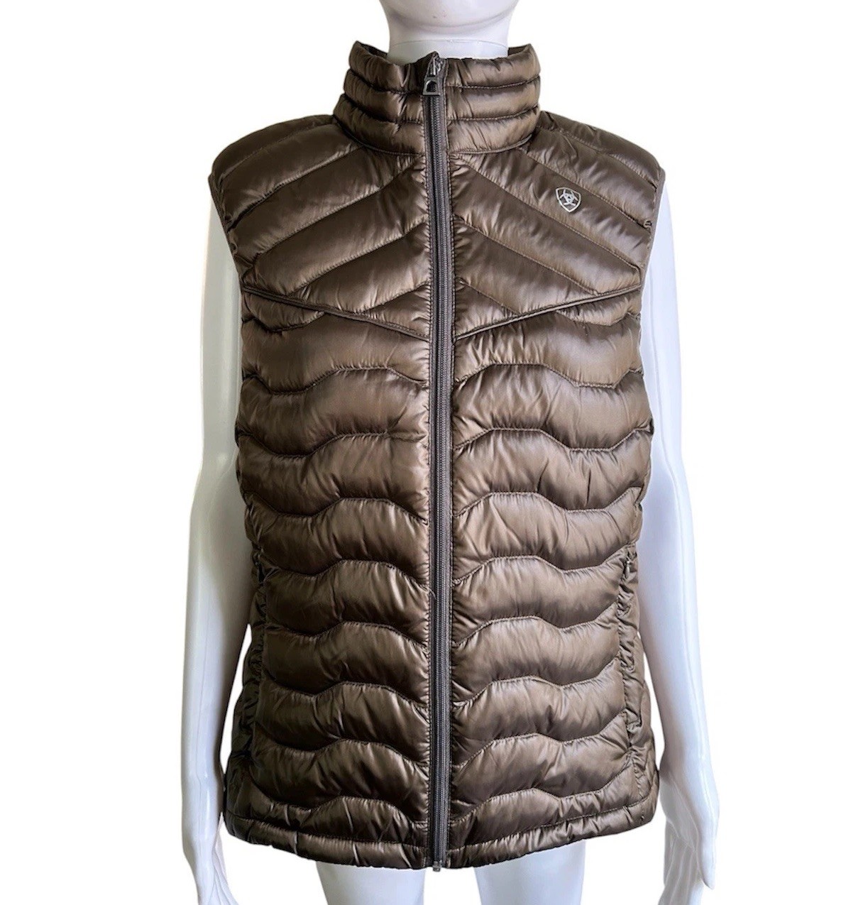 Ariat AriatTEK Ideal Down Vest Womens XL Brown Quilted Insulated Full Zip