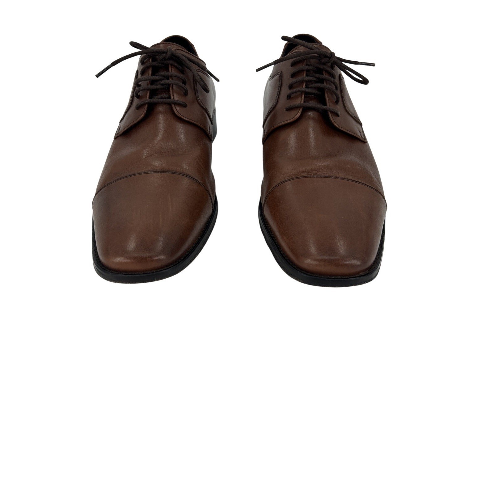 Johnston & Murphy Mens Brown Leather Cap Toe Oxford Dress Shoes Size 12W