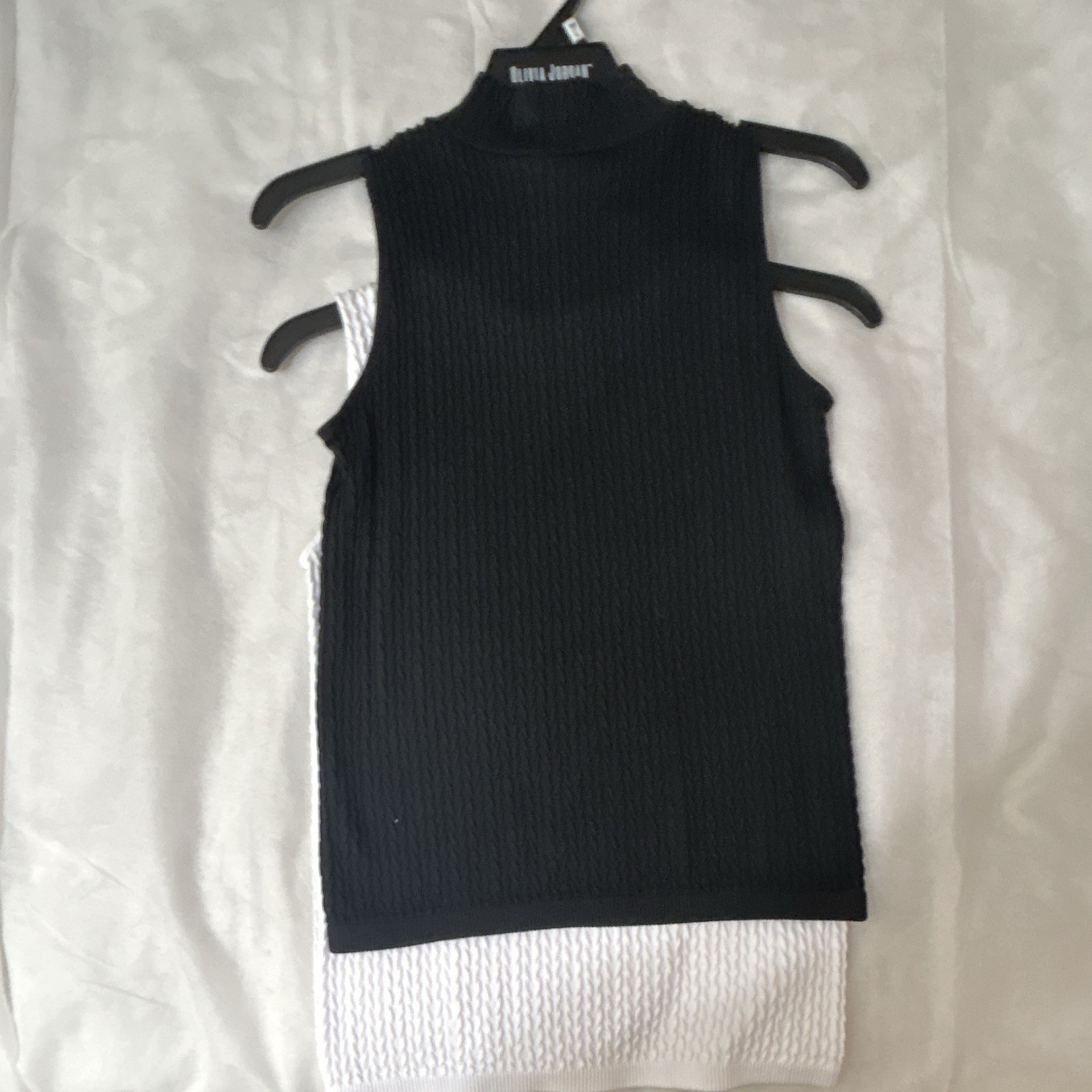 Olivia Jordan Women’s M/L Mock Neck Sleeveless Knit Top Lot of 2 Black/White