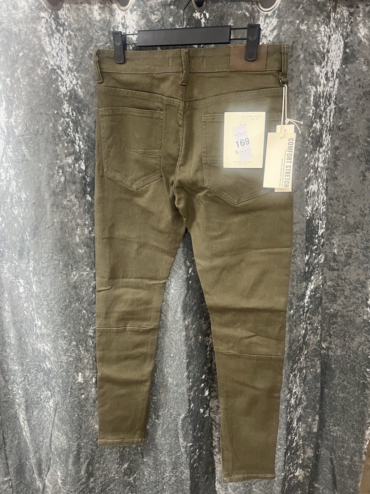 KDNK Comfort Stretch Men’s Green Skinny Denim Jeans Distressed Mid Rise
