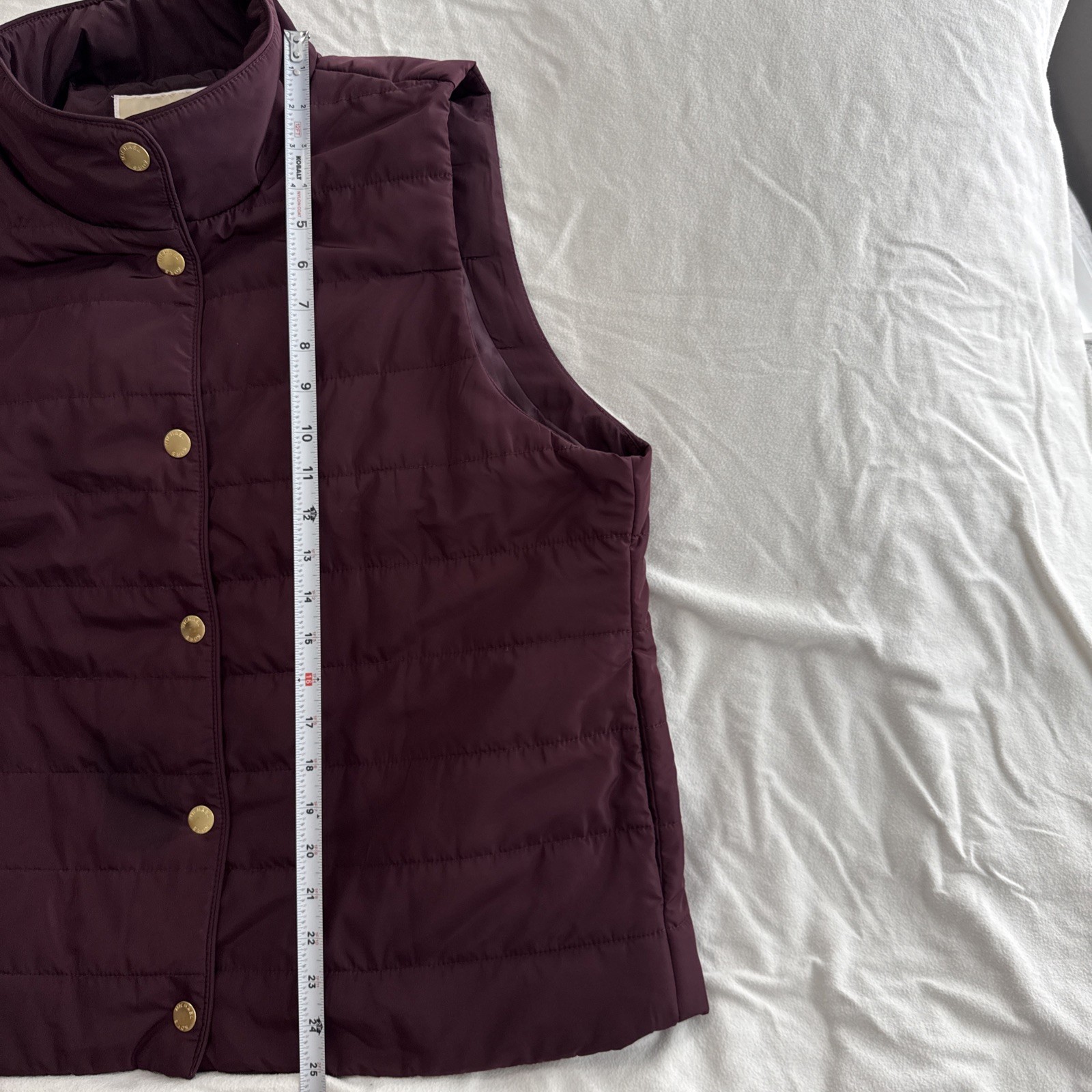 Michael Kors Women’s Gold Snap Quilted Puffer Vest Burgundy XL Slash Pocket