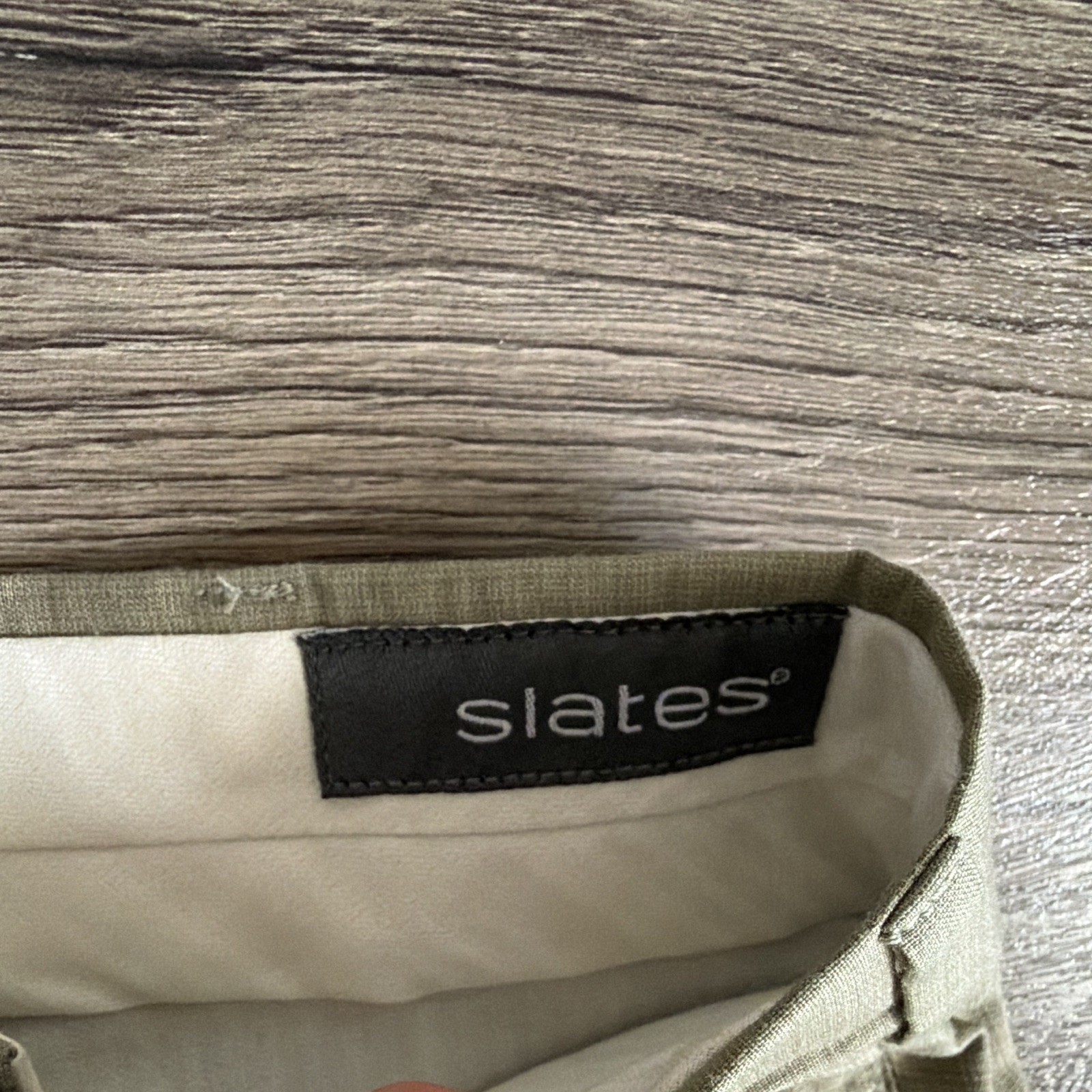 Slates Men’s Green Pleated Cuffed Solid Dress Pants Button Closure 24″