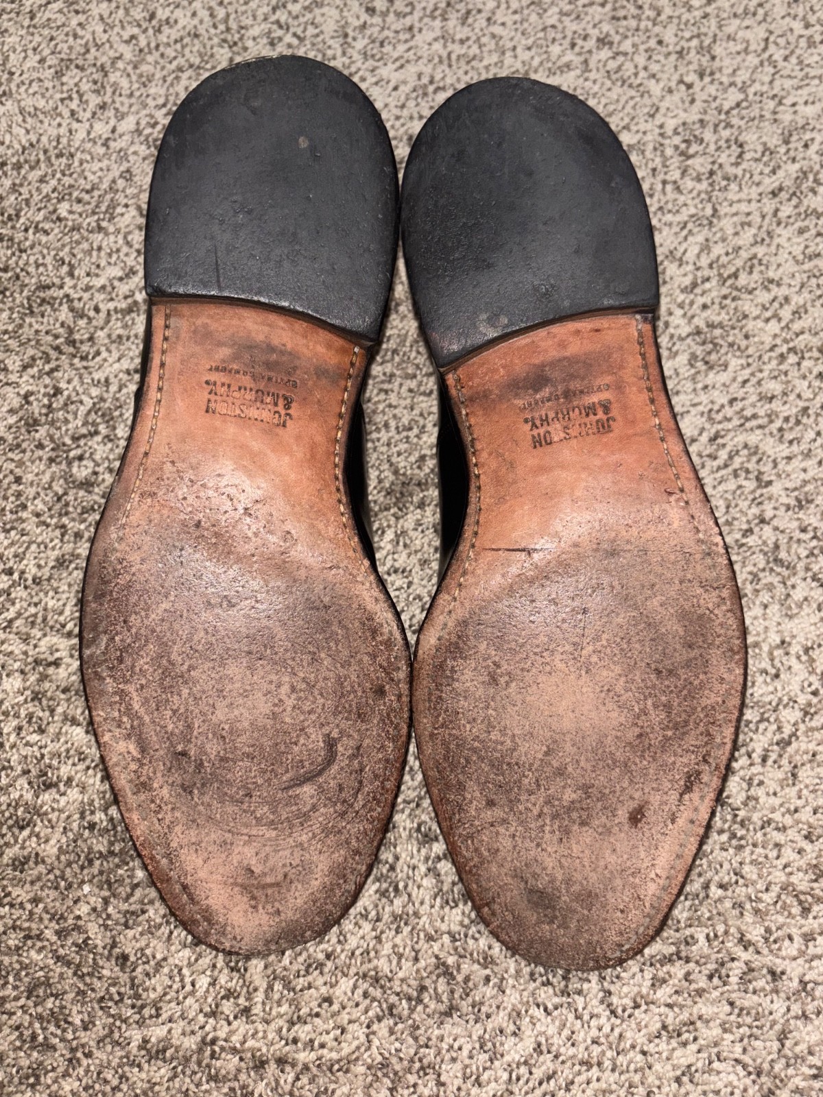 Johnston & Murphy Melton Black Leather Cap Toe Oxford 8.5 22-2981