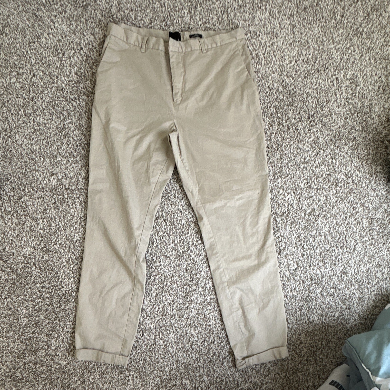 H&M Men’s Beige Slim Tapered Cotton Twill Chino Pants Flat Front 34