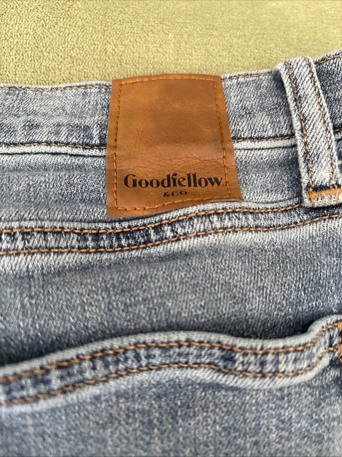 Men’s Good Fellow Slim 34/34 Flex Stretch Straight Leg Jeans Stone Washed