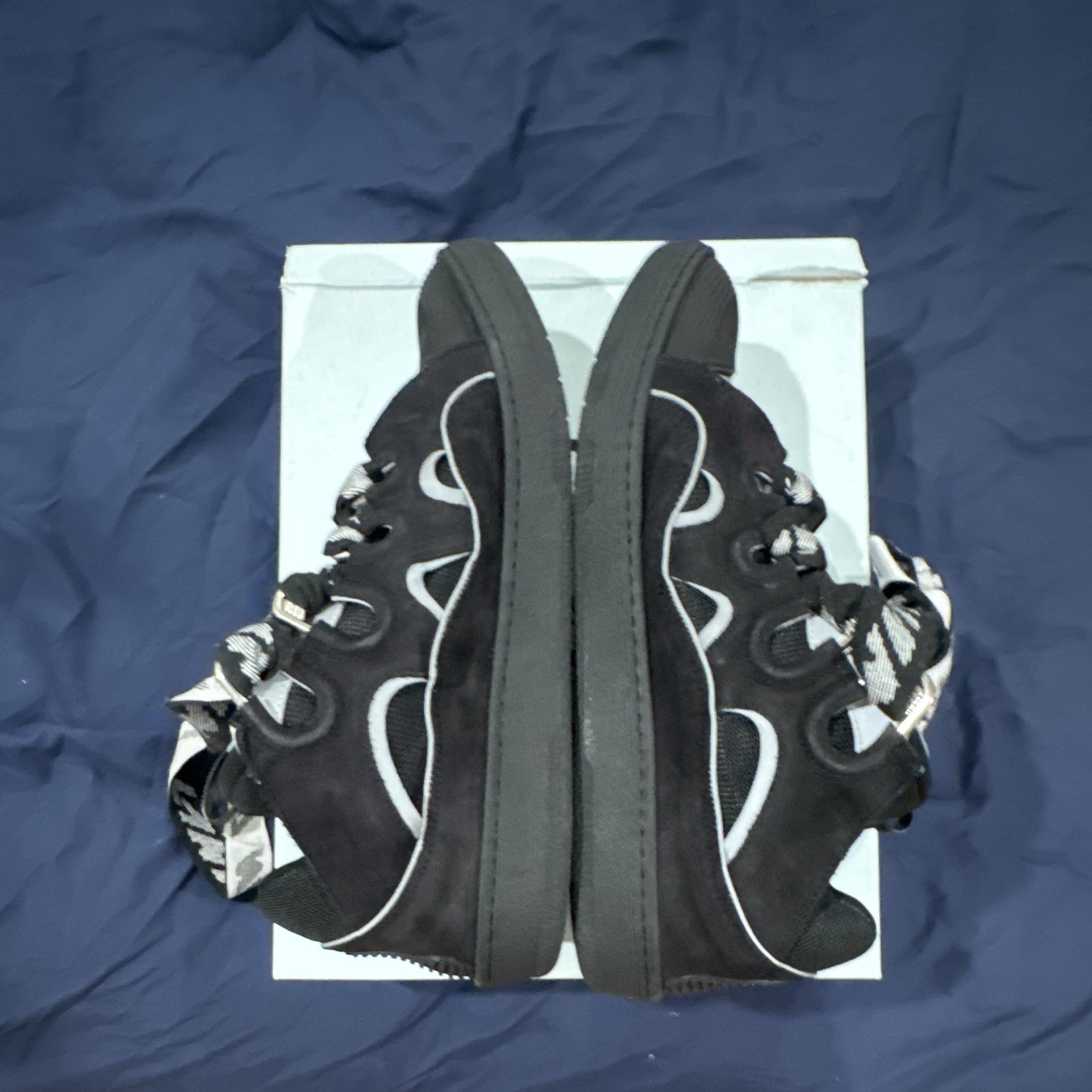 Lanvin Curb Men’s Black Reflective Low Top Lace-Up Athletic Sneakers