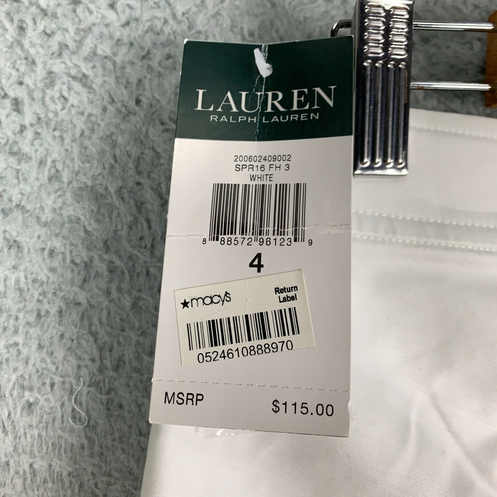NWT Lauren Ralph Lauren Ankle Pants Womens 4 White Pintuck Stretch Side Zip $115