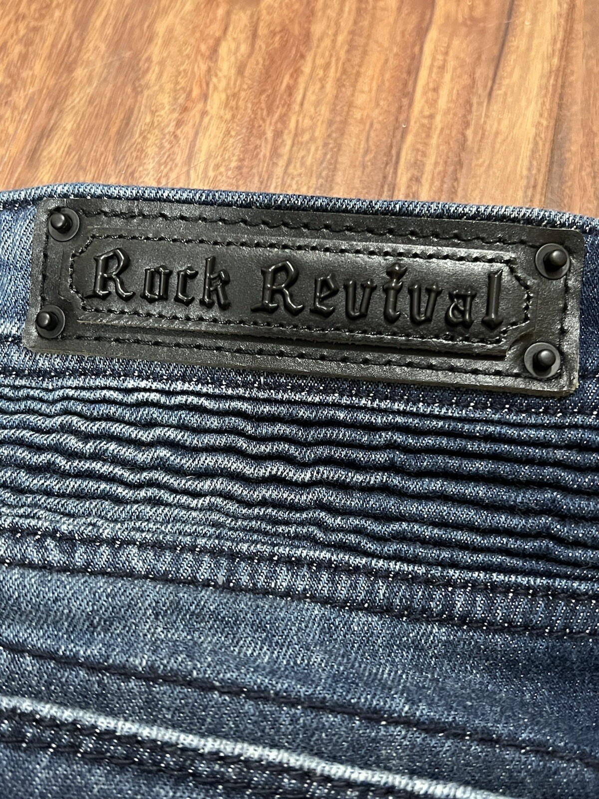 Rock Revival Moto Distressed Rip Zipper Vaclar Jeans RR Motorcycle Biker 32×31