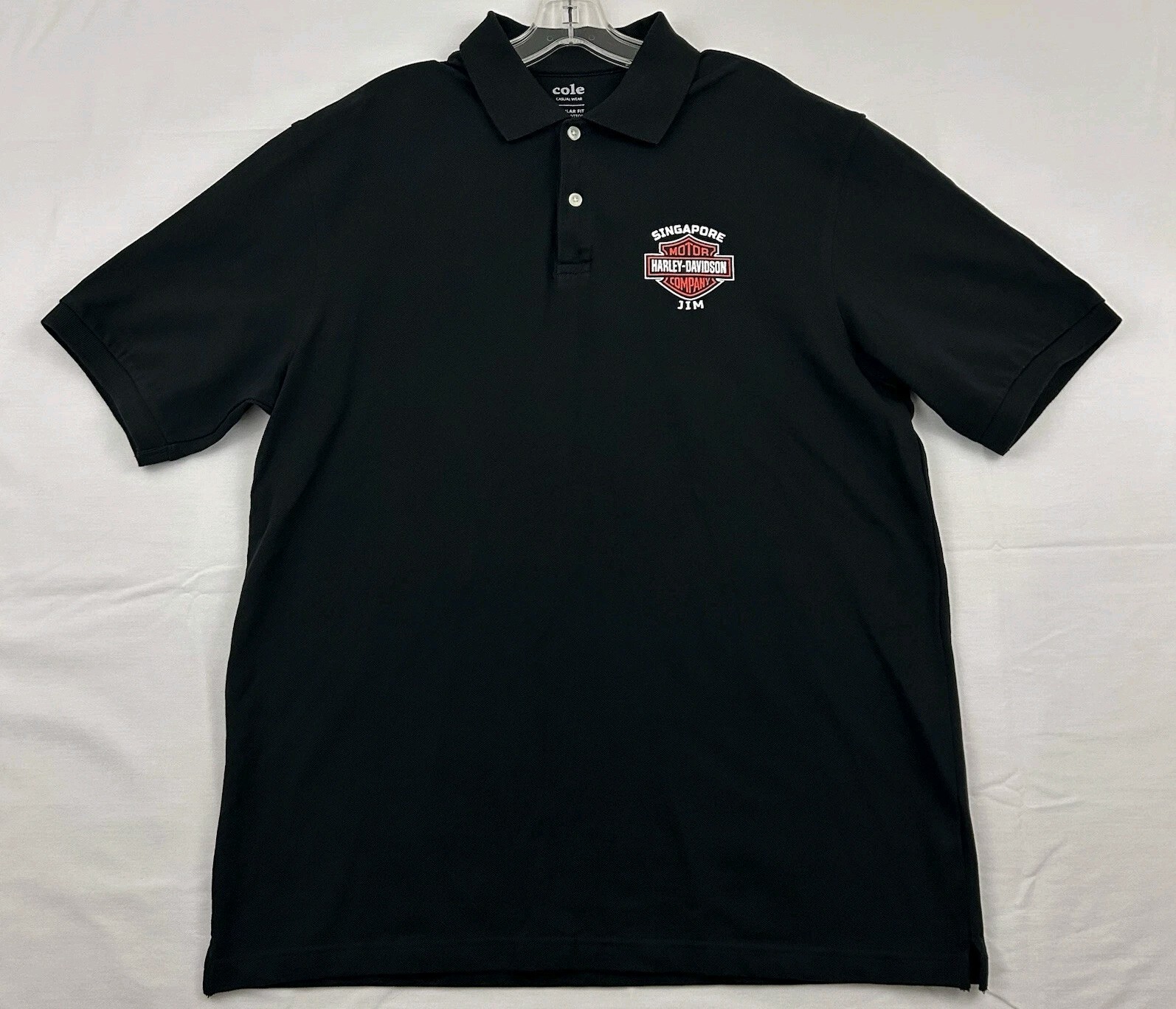 Harley-Davidson Singapore Mens Polo Shirt Size XXL Black Name Jim On Front