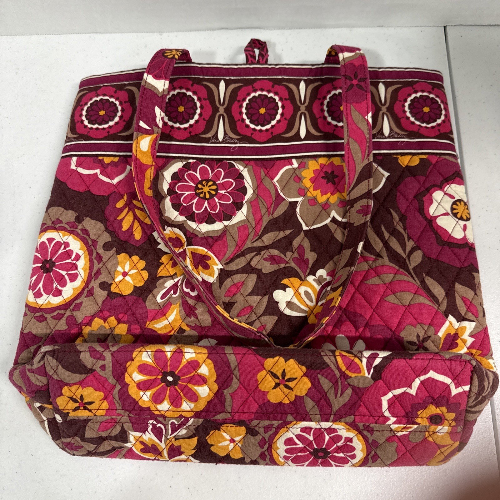 Vera Bradley Carnaby Toggle Tote Shoulder Bag Purse Pink Orange Retired