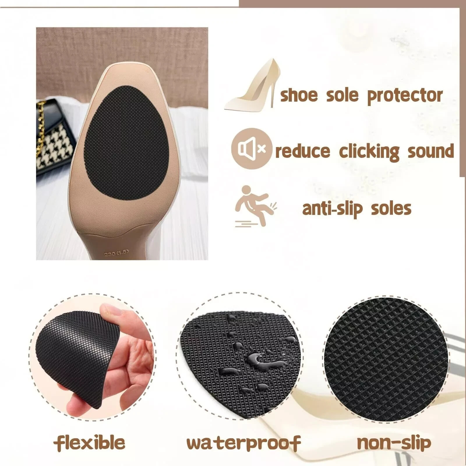 Non-Slip Shoes Pads, 6 Pcs Anti-Slip Shoe Grips on Bottom of Shoes