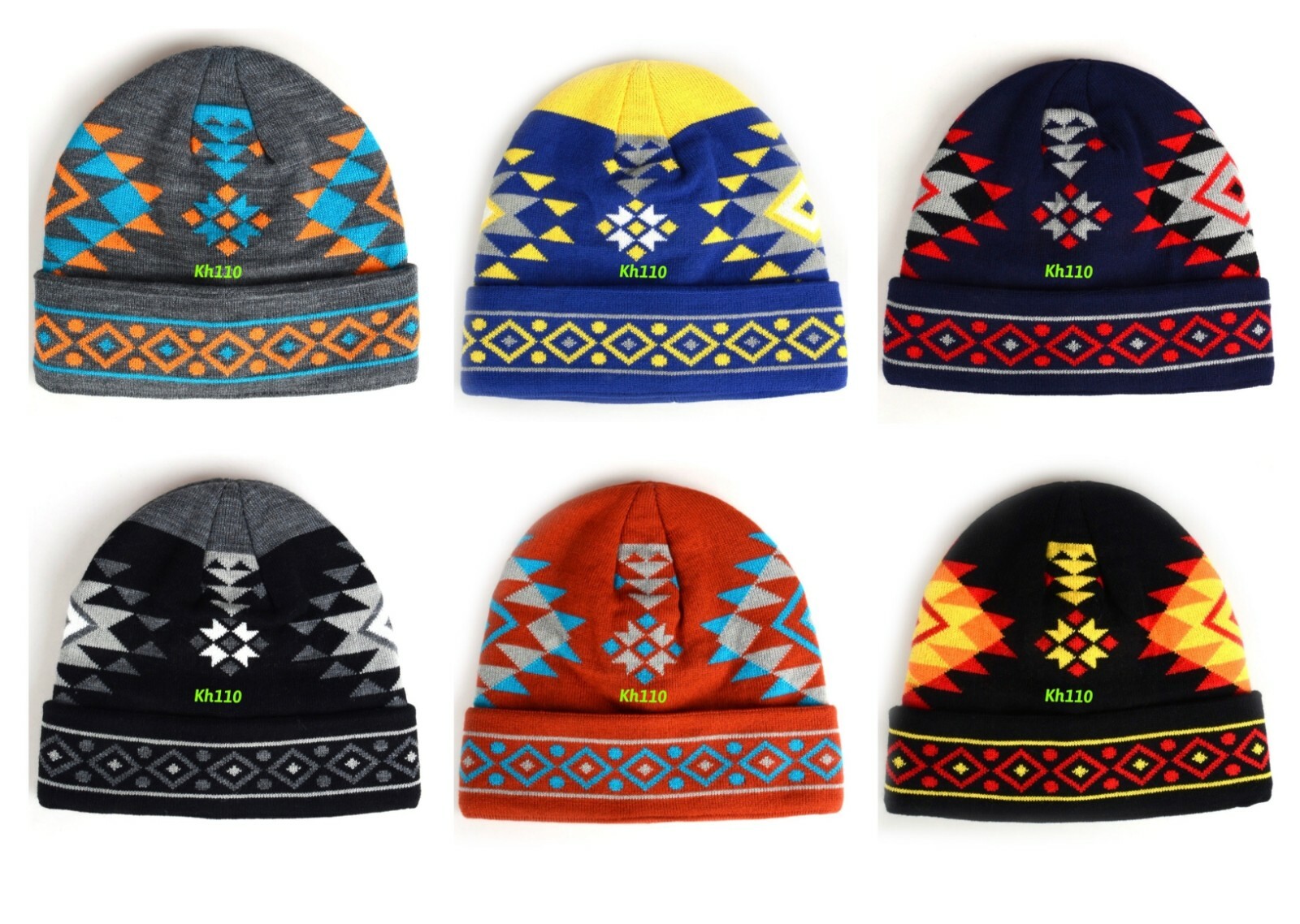 Native American Indian Navajo Print Cuffed Knit Beanie Hat