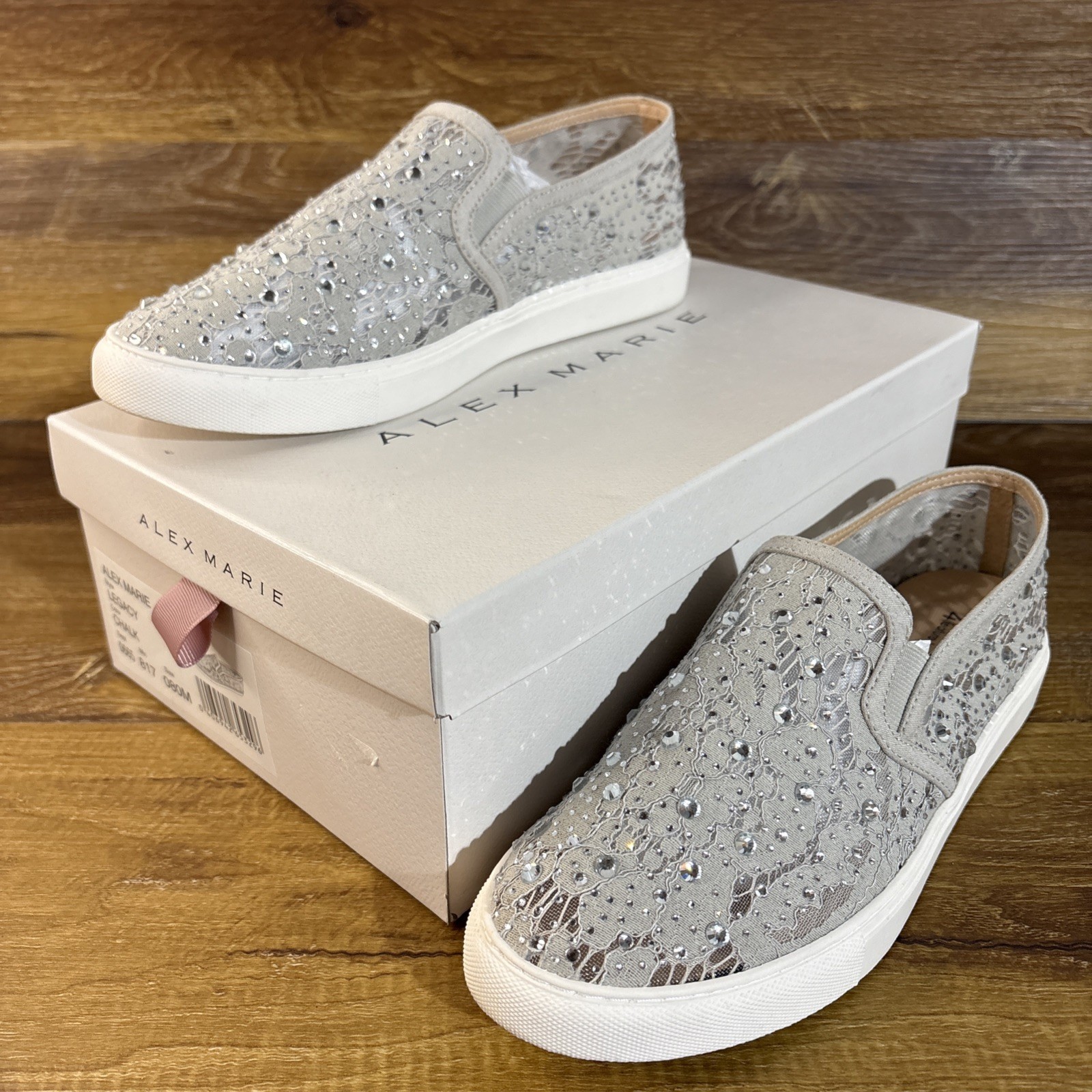 Alex Marie Legacy Chalk Lace Rhinestone Slip On Sneakers NIB Women’s Size 8M