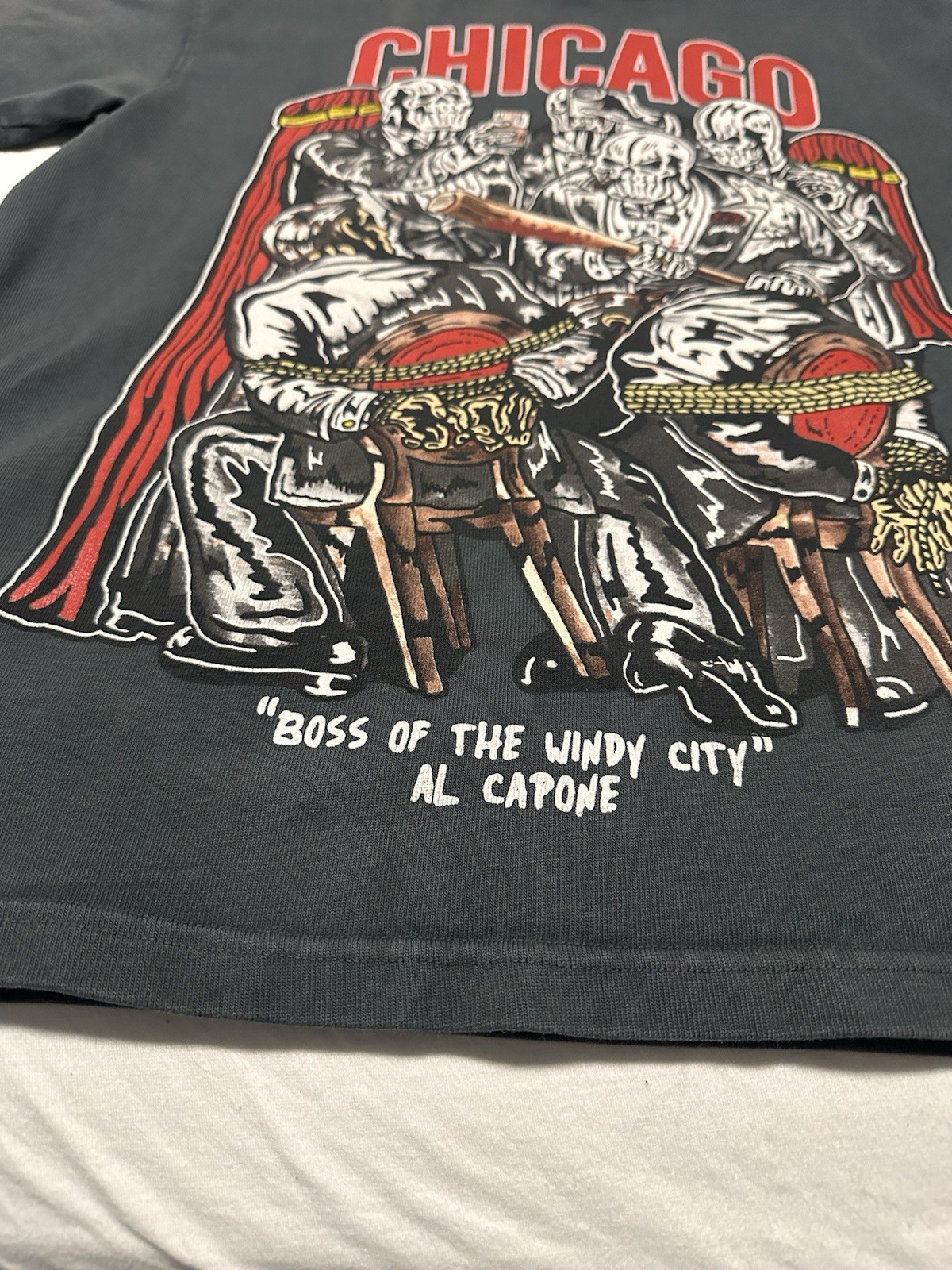 Warren Lotas Shirt Men M Black Boss Of The Windy City Al Capone Skeleton Graphic