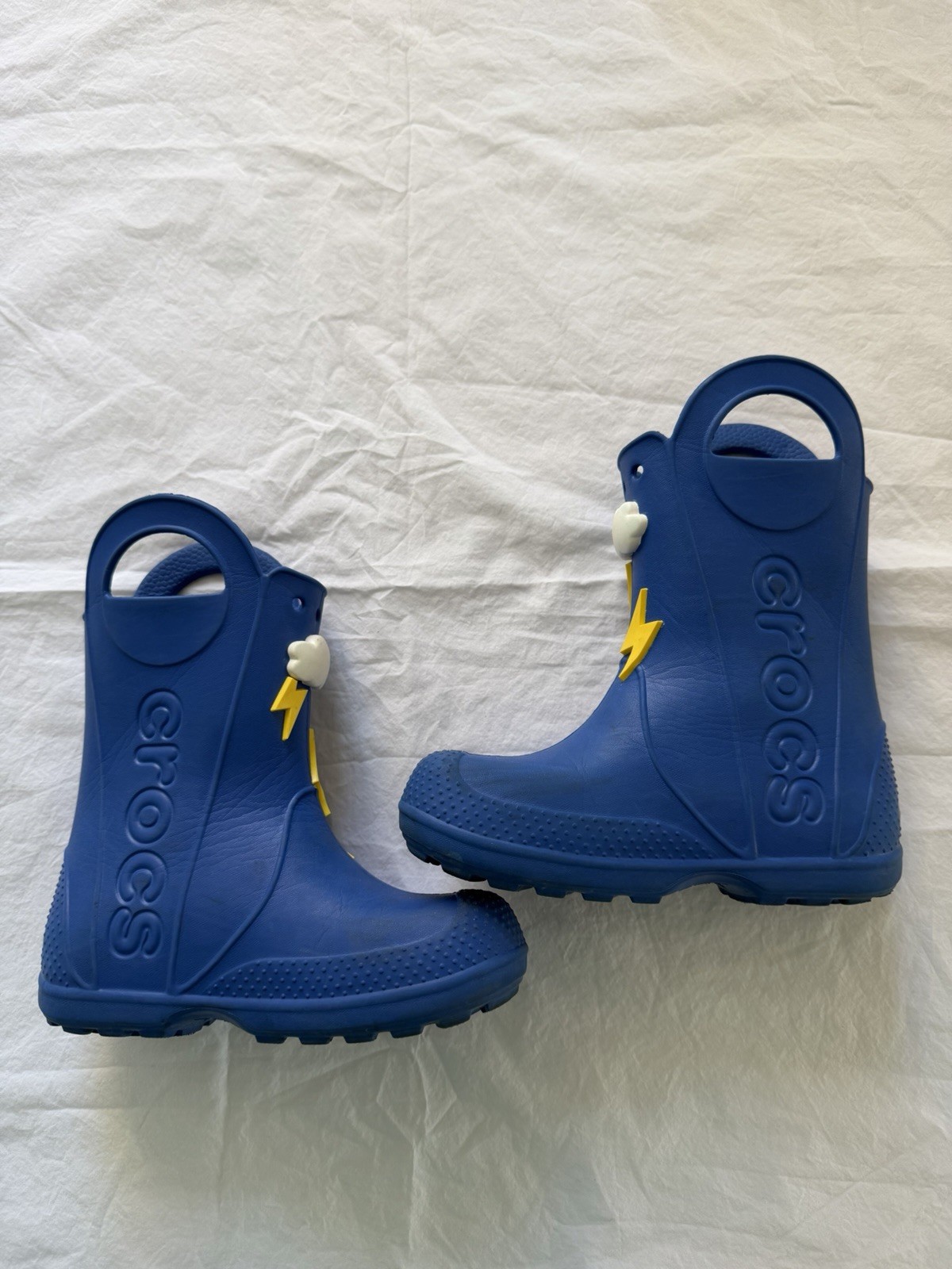 Crocs Kids Blue Rain Boot Waterproof Lightning Bolt Rubber Pull On 13C – NO BOX