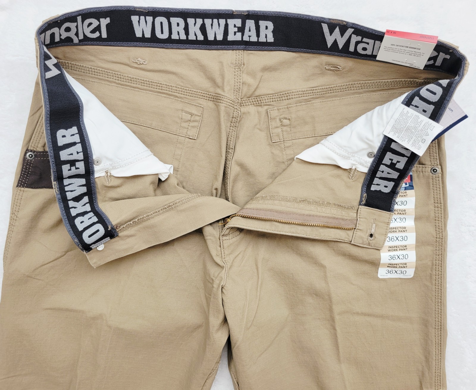 Wrangler Workwear Inspector Ripstop Work Pants Men’s 36×30 Khaki Regular Fit Tan