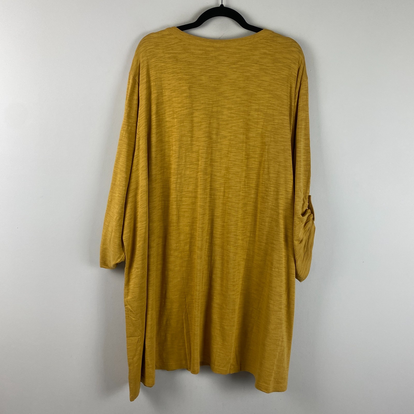 Catherines Embroidered Button Front Tunic Size 5X Honey Mustard Floral